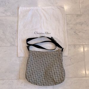 Christian Dior Vintage Messenger Black Trotter Monogram Canvas Cross Body Bag